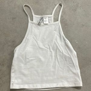 H&M Divided White Cropped Tight Tank Top